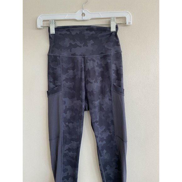 Zyia Active 7/8 Leggings Size 4 Camouflage Mesh Pockets High Rise Gray Black - Picture 2 of 6